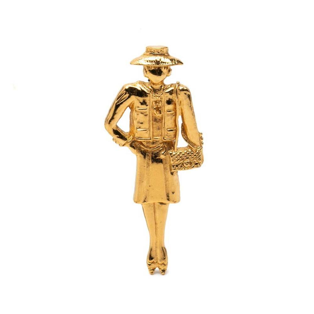 Chanel Mademoiselle Pin Brooch, Gold Plated, Women's CHANEL